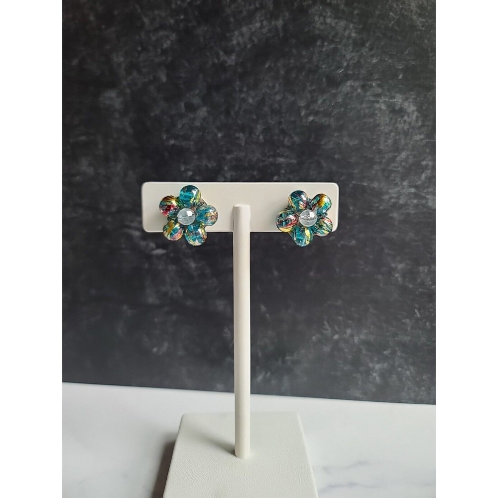 Vintage Confetti Flower Shaped Clip-on Earrings